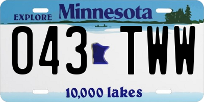 MN license plate 043TWW
