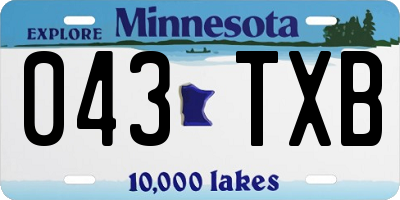 MN license plate 043TXB