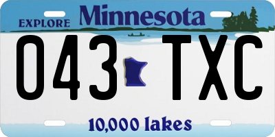 MN license plate 043TXC