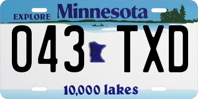 MN license plate 043TXD