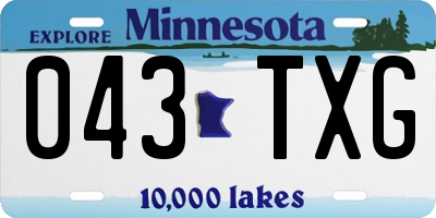 MN license plate 043TXG