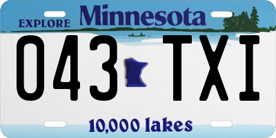 MN license plate 043TXI