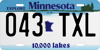 MN license plate 043TXL