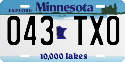 MN license plate 043TXO