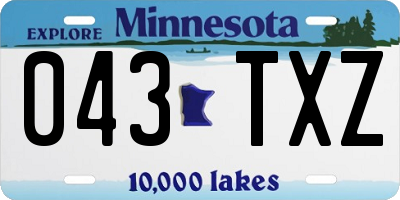 MN license plate 043TXZ