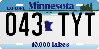 MN license plate 043TYT