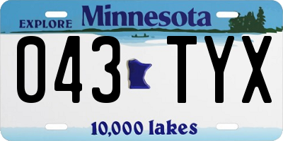 MN license plate 043TYX