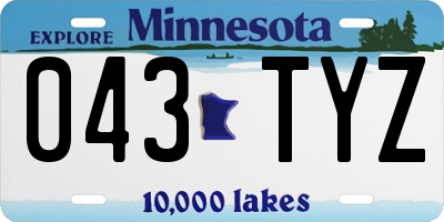 MN license plate 043TYZ