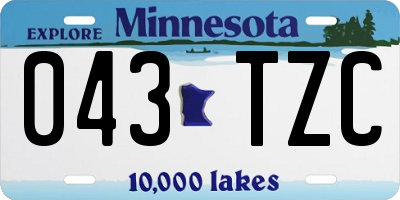 MN license plate 043TZC