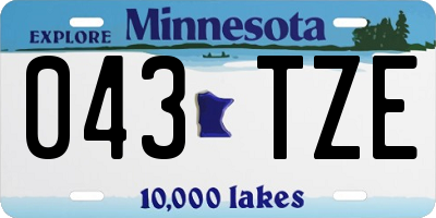 MN license plate 043TZE