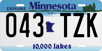 MN license plate 043TZK