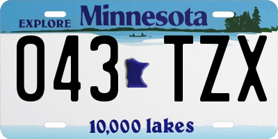 MN license plate 043TZX