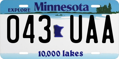MN license plate 043UAA