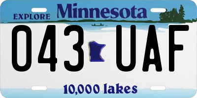 MN license plate 043UAF