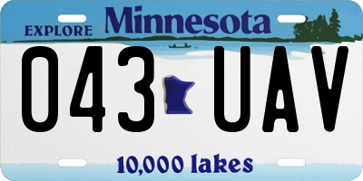 MN license plate 043UAV