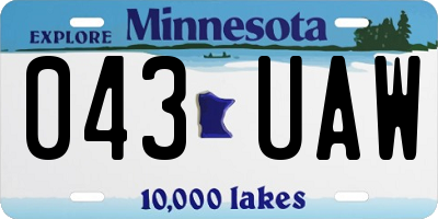 MN license plate 043UAW
