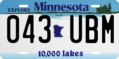 MN license plate 043UBM