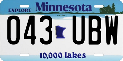 MN license plate 043UBW
