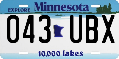MN license plate 043UBX