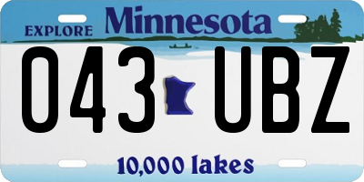 MN license plate 043UBZ