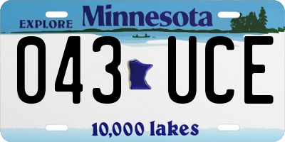 MN license plate 043UCE