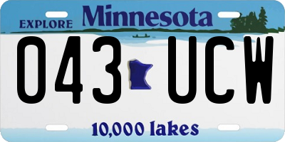 MN license plate 043UCW