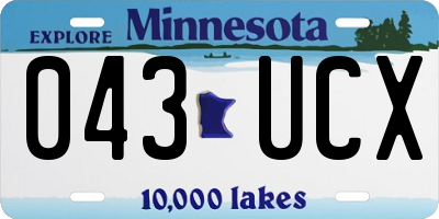 MN license plate 043UCX