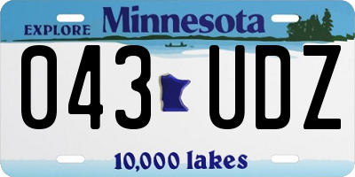 MN license plate 043UDZ