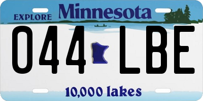 MN license plate 044LBE