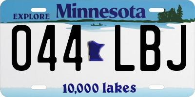 MN license plate 044LBJ