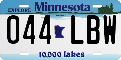 MN license plate 044LBW