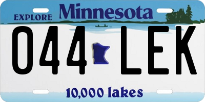 MN license plate 044LEK