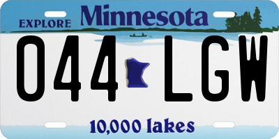 MN license plate 044LGW