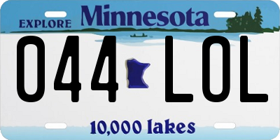 MN license plate 044LOL