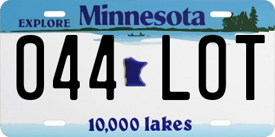 MN license plate 044LOT