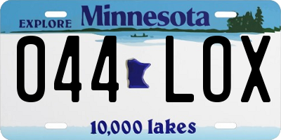 MN license plate 044LOX