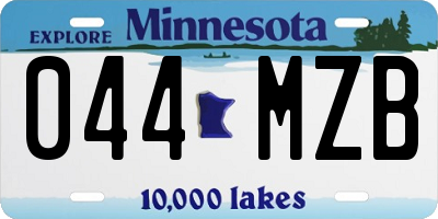 MN license plate 044MZB