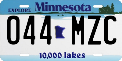 MN license plate 044MZC