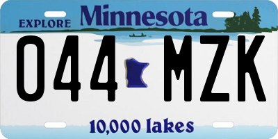 MN license plate 044MZK