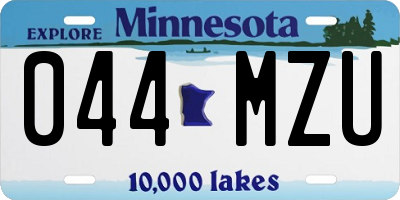 MN license plate 044MZU