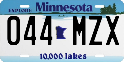 MN license plate 044MZX
