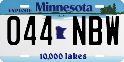 MN license plate 044NBW