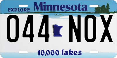 MN license plate 044NOX
