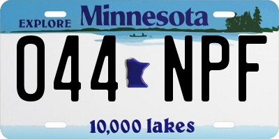 MN license plate 044NPF