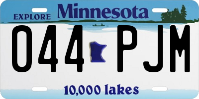 MN license plate 044PJM