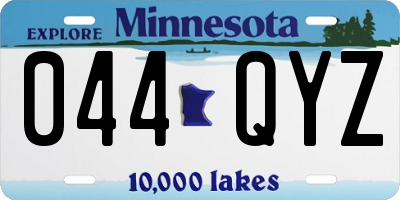 MN license plate 044QYZ