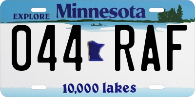 MN license plate 044RAF