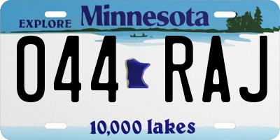 MN license plate 044RAJ