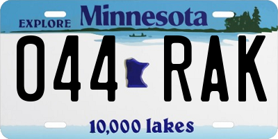 MN license plate 044RAK