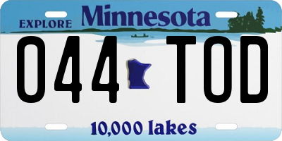 MN license plate 044TOD